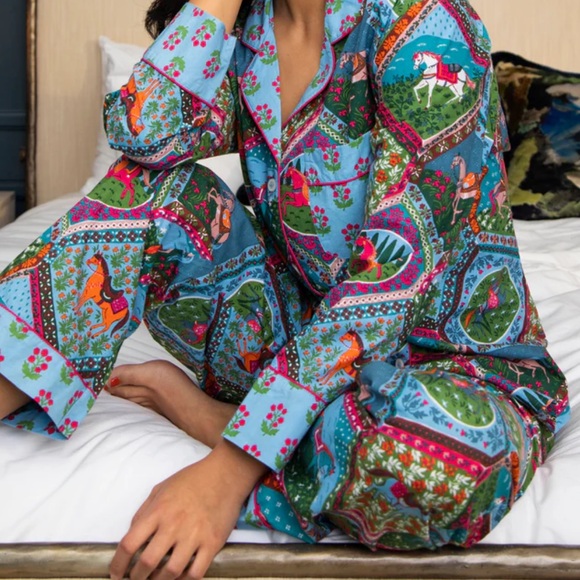 NEW Printfresh 100% Organic Cotton Pajama Pants Horses Print Sz M TALL - Picture 2 of 8